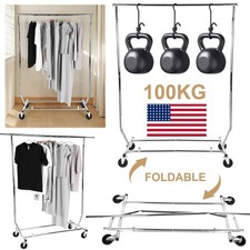 Heavy Duty Garment Rack Rolling Clothes Rack Collapsible Clothing Rack On Wheels