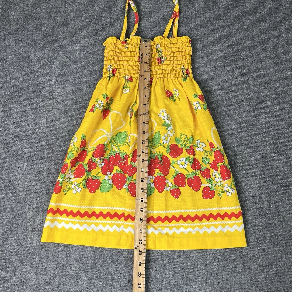 Vestido De Colección Años 70 Fresa Niños Niñas Juniors Amarillo Hippy Talla 10 Foto 4 de 4