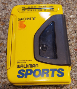 🔥 Sony Walkman WM-AF54 Sports Yellow Cassette Player Plays RR FF