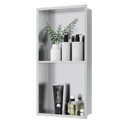 Stainless Steel Shower Niche 24'' X 12'', No Tile Needed Wall Niche Double Shel...