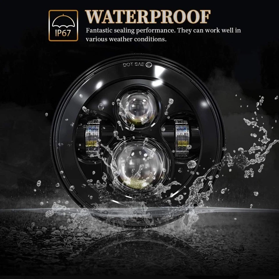 Par de faros LED redondos 200W para camioneta Dodge B100 B200 B300 1971-1978 7" Foto 4 de 4