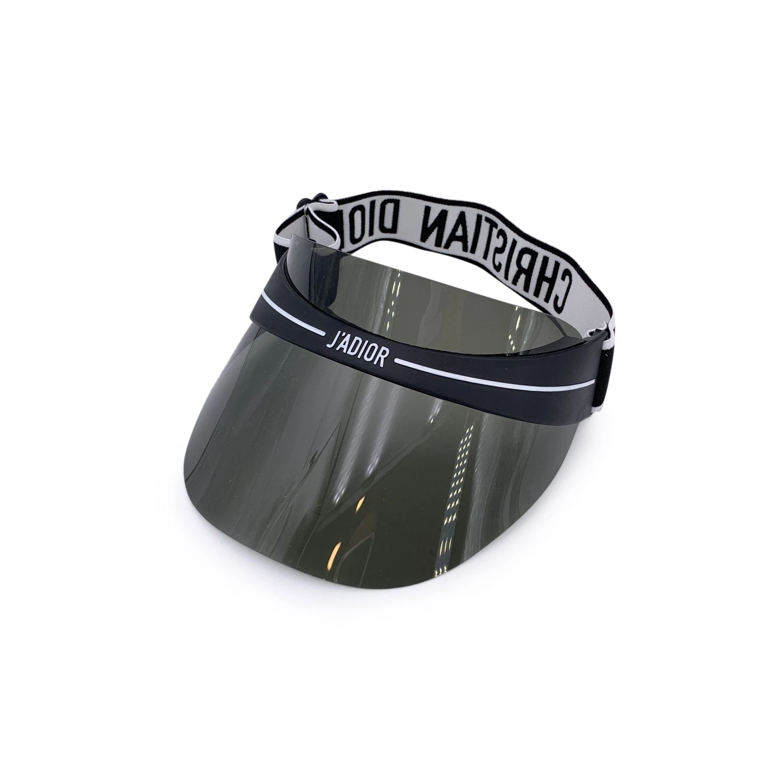 Authentique chapeau visière réglable Christian Dior noir et blanc DiorClub1 0H3