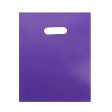 SSWBasics Purple Plastic Merchandise Shopping Bags with Die Cut Handles