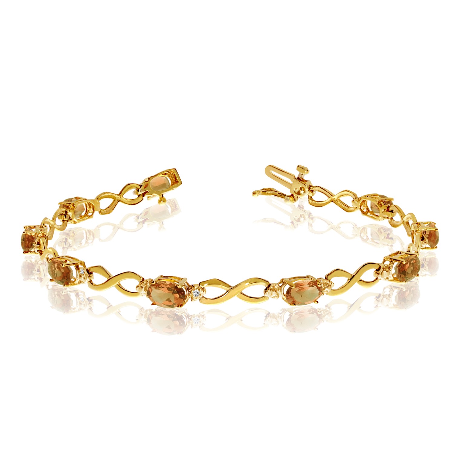 LXR 10K Gelbgold Oval Citrin und Diamant Armband 279 ct 431290₽
