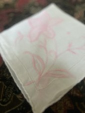 Vintage Pink Applique Hankie GC   Wedding Bridal