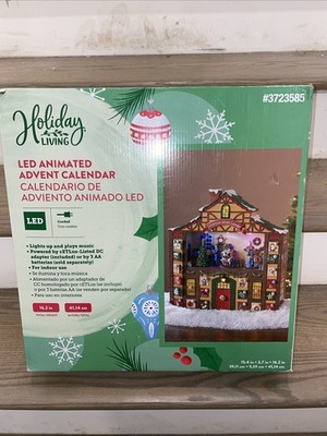 NIB Holiday Living Animated LED Musical Christmas Advent Calendar Plays 8 Songs