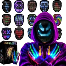 Led-Mask Gloves Cool Stuff Toys For Kids Men 2025, Light Up Gesture Costumes Chr