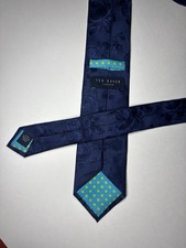 Ted Baker London Men  s 100 Silk Blue Floral Necktie 58  