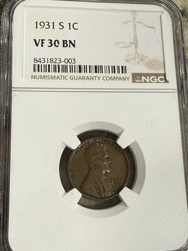 1931 S Lincoln Wheat Cent NGC VF 30 Key Date