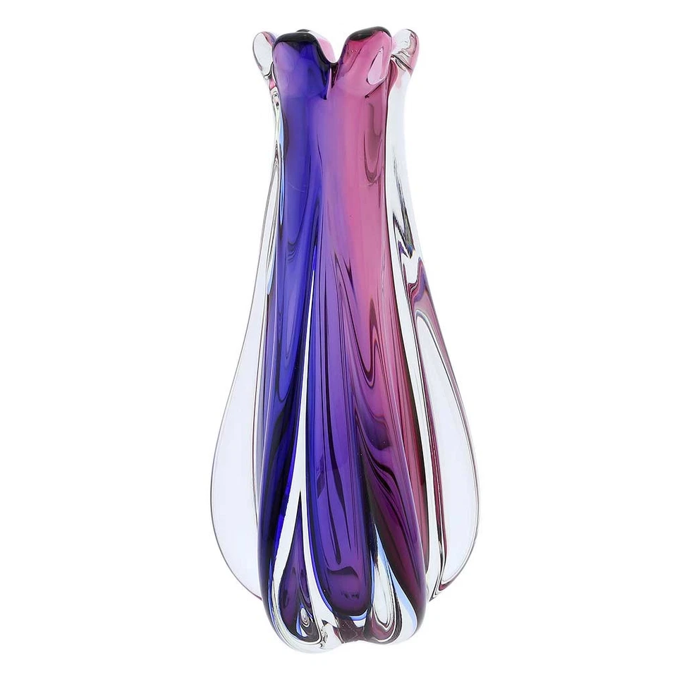 Jarrón acanalado GlassOfVenice de cristal de Murano Sommerso - rosa y azul Foto 2 de 4