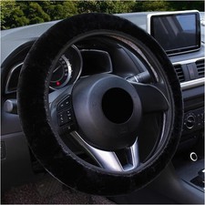 Fuzzy Car Steering Wheel Cover Anti-slip Soft Plush Steering Whe Color Black