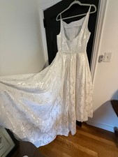 Vintage 3 Piece Brocade Wedding Dress w/Detatchable Train 1960s