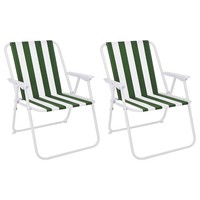 Campingstuhl GrüN/Weiß Gestreift 2Er Set Klappstuhl Anglerstuhl Faltstuhl
