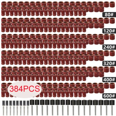 5A-HOME 384x Sanding Bands Drum Sleeve Rotary Tool Kit for Dremel Accessories Mandrels
