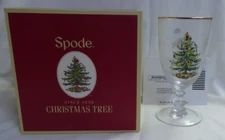 SPODE SET OF 4 CHRISTMAS TREE GLASS PEDESTAL GOBLETS - 16 OUNCE - NEW