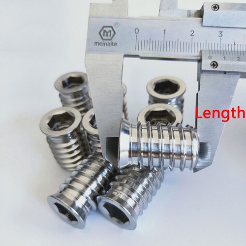 M6 M8 M10 Stainless Steel Furniture Nut Hex Flat Head Screw Threaded Wood Insert - Picture 6 of 15