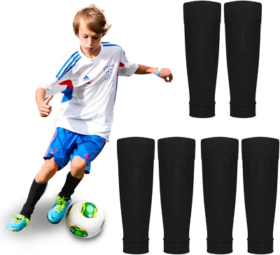 3 Paar Kinder Fußball Stutzen, Schwarze elastische Sportsocken mit Schienbeinsch