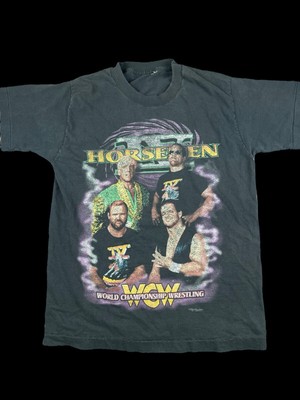 VTG 1996 WCW 4 Four Horsemen Wrestling Shirt Medium Ric Flair Chris Benoit Mongo