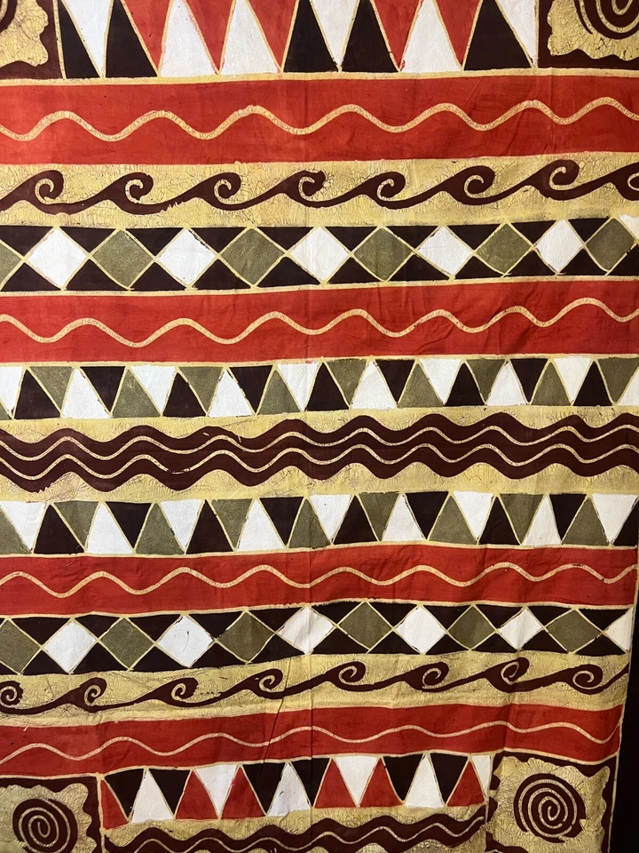 Tapiz Batik Zimbabwe Sadza Tela Abstracto Geométrico Tribal Diseño, 58" X 75" Foto 2 de 4