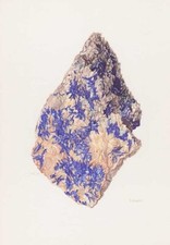 Linarit Bleilasur Kupferbleispat Kupferbleivitriol Farbdruck von 1969 Mineralien