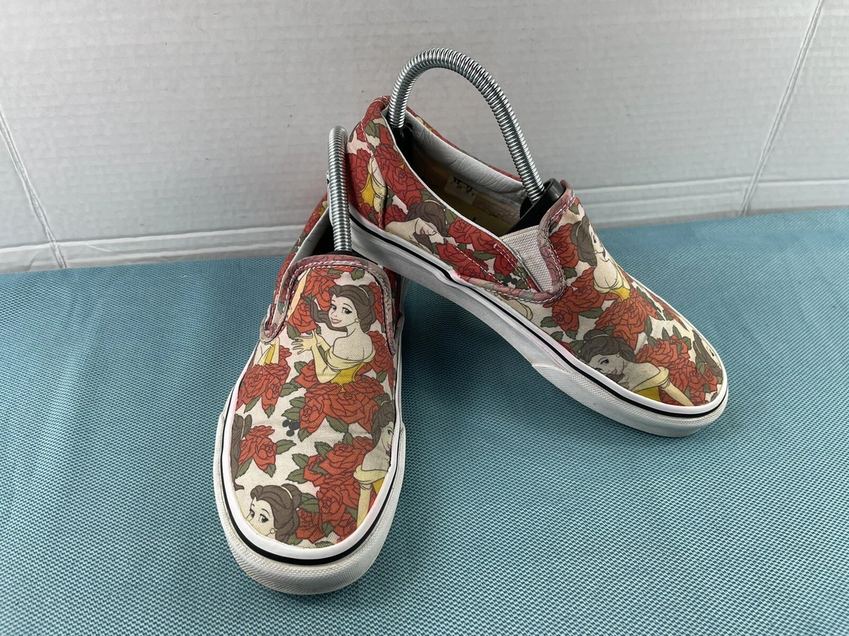 Zeeanemoon Zegevieren Alarmerend Vans Disney Belle Beauty and the Beast Womens Shoes Red Tan 9 M Slip On  Sneakers | eBay