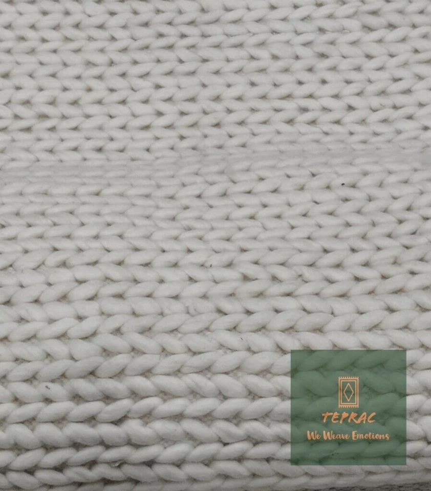 Ручной вязанный коренастый шерстяной ковер для помещений, коренастый шерстяной ковер цвета слоновой кости/белый - Изображение 2 из 4