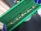 Antique Victorian Heavy Scottish  Sterling Silver Carnelian Agate Bracelet 23g