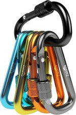 6pcs 2 D-Clip Durable Locking Carabiner Keychain Clip with Hook New