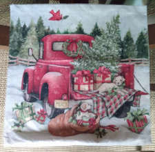 Two Christmas Pillow Case Covers Zippered Santa Christmas Tree Presents Holiday