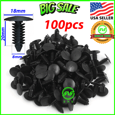8mm Hole Plastic Rivets Fasteners Push Clips 100 Piece Fit For Car Auto Fender E