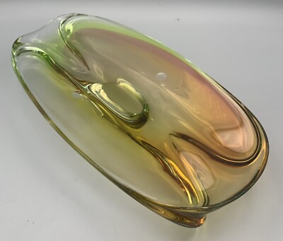 Glas Schale; Sklarna Chribska; Design Josef Hospodka; 60er; L39cm, B20cm, H5.5cm
