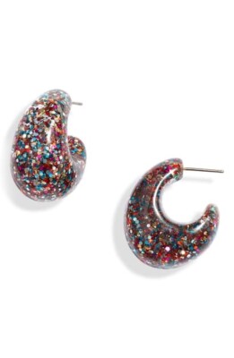 NEW Kate Spade Women Glitter Huggie Earrings Jewelry Chunky