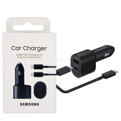 Für Samsung 45W Schnellladegerät Autoladegerät Dual Port USB Adapter Typ-C Kabel