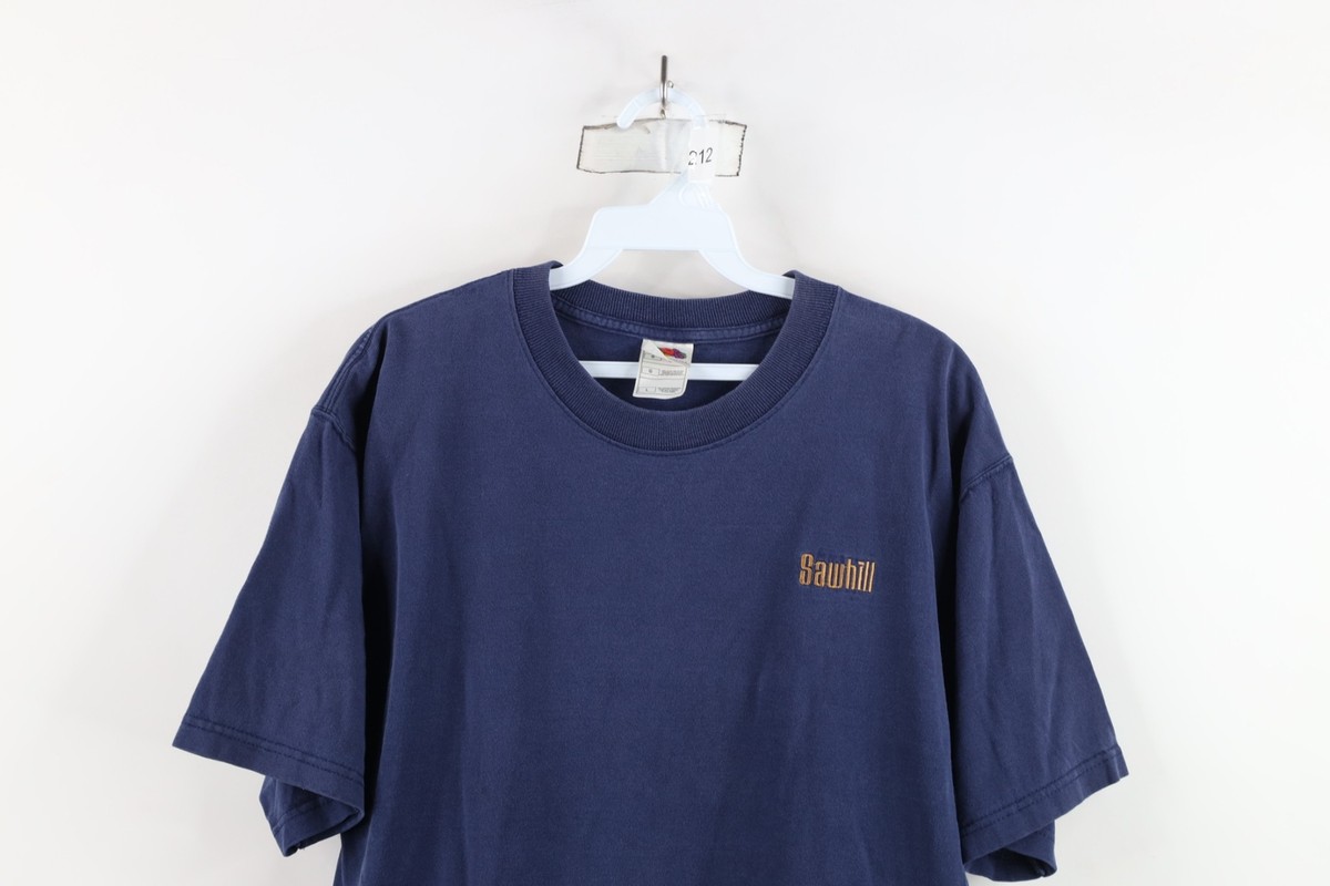 Vtg 90s Streetwear Mens Large Distressed Spell Out Sawhill Short Sleeve T-Shirt View 2