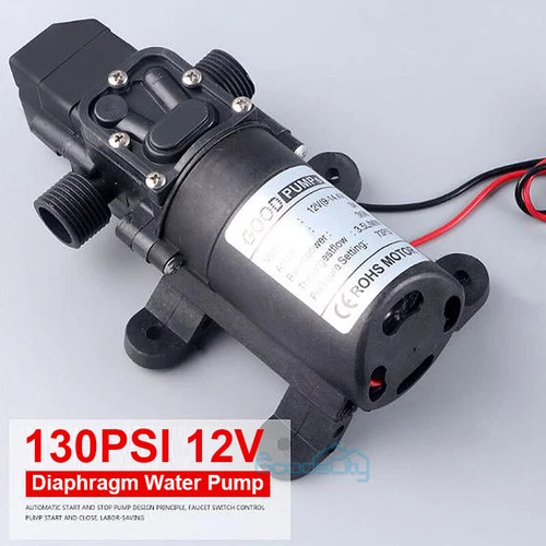 12V 130PSI Water Pump Pressure Diaphragm Self Priming Pump for RV Boat Caravan - Picture 2 of 20