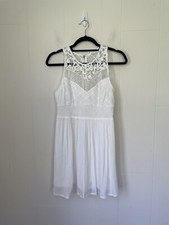 Forever 21 NEW White Crochet Lace Sleeveless Fit & Flare Dress ~ NWT Size M