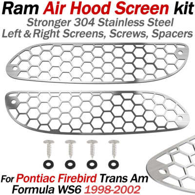 For 1998-02 Pontiac Firebird Trans Am WS6 Ram Air Hood Insert Screens & Hardware