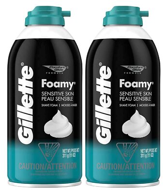 Gillette Foamy Shaving Cream, Sensitive Skin, 11 Ounce (Pack of 2)