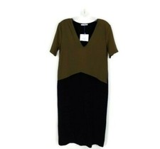 Zara Trafaluc Green Black Colorblock Short Sleeve V-Neck Dress Womens Small NWT