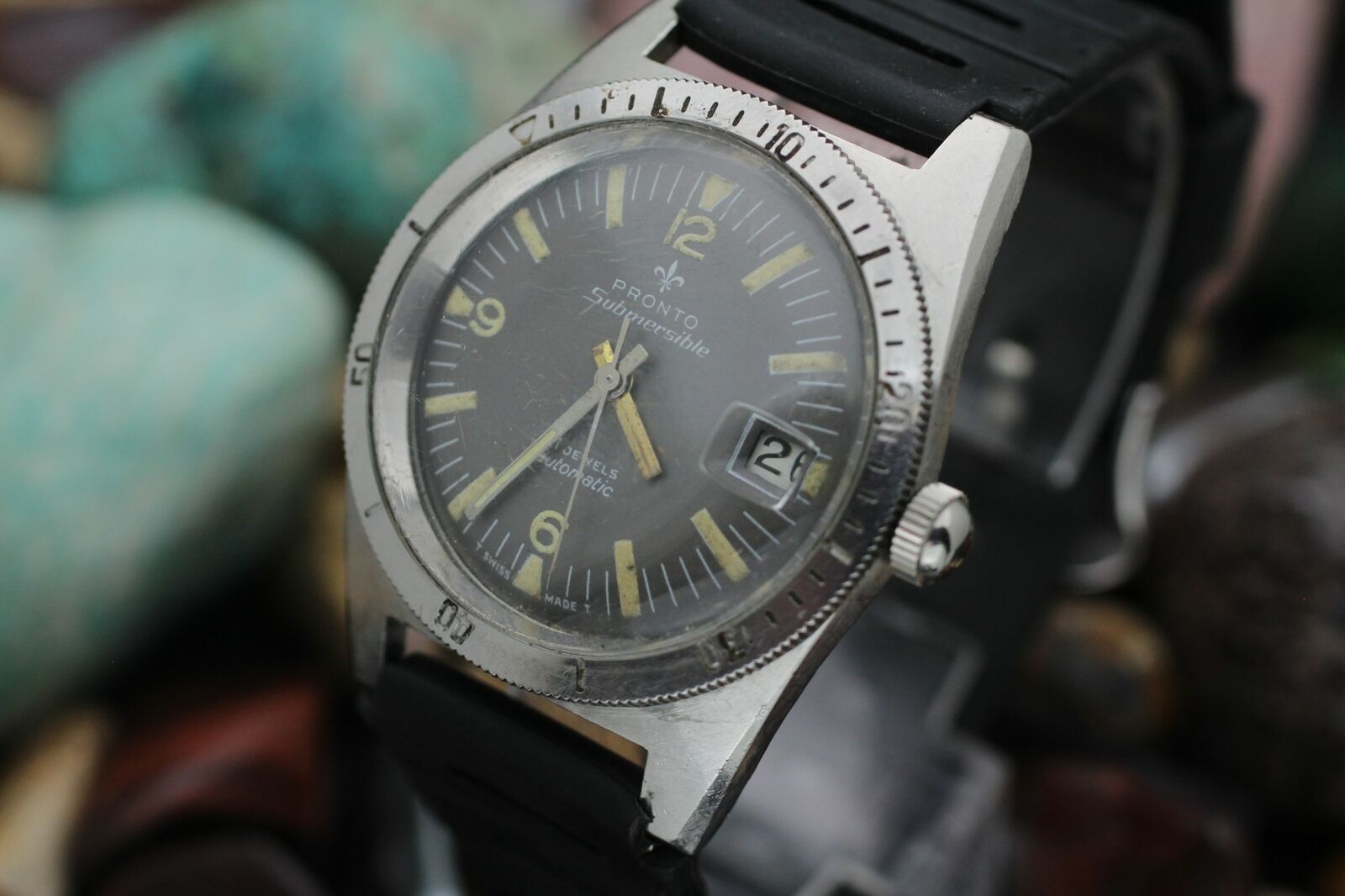 Vintage PRONTO Submersible Submarine Stainless Steel Skin Diver's Watch 