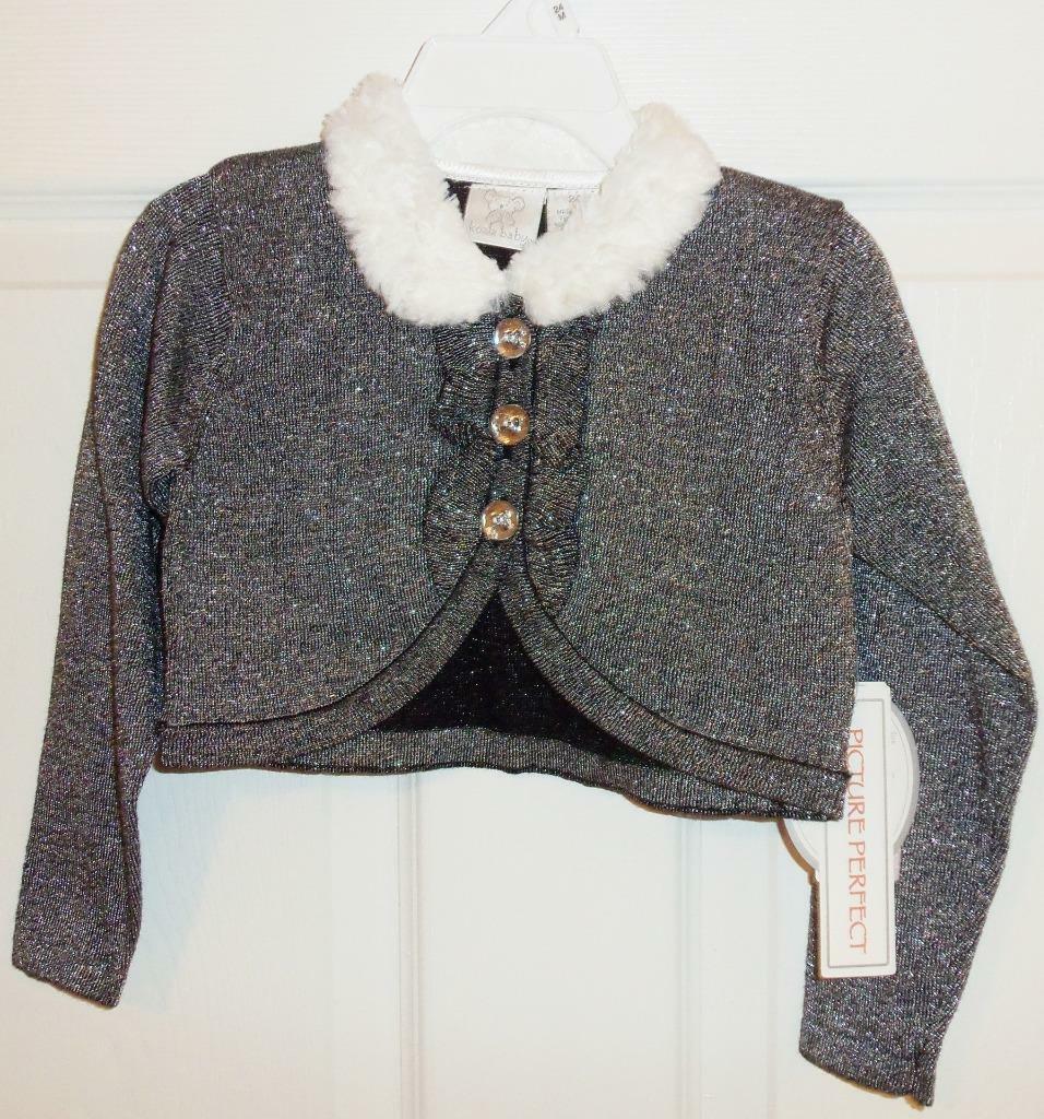 Koala Baby Black Silver Shiny Metallic Cardigan Sweater Size 24