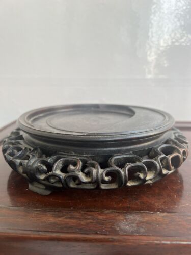 Antique Chinese Hand Carved Rosewood Stand Vase Display Base 老红木座 - Picture 4 of 16
