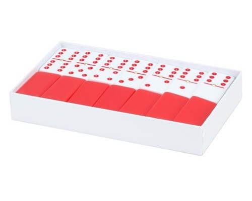 Premium Dominoes Double 6 Six Jumbo Size Acrylic 2 Tone Tile White & Red - Picture 3 of 3