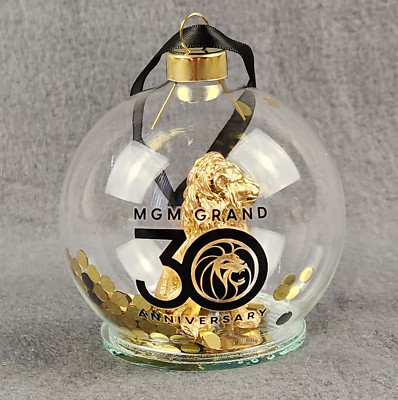 MGM Grand Casino Hotel 30th Anniversary Lion Desk Tree Ornament Glass Las Vegas