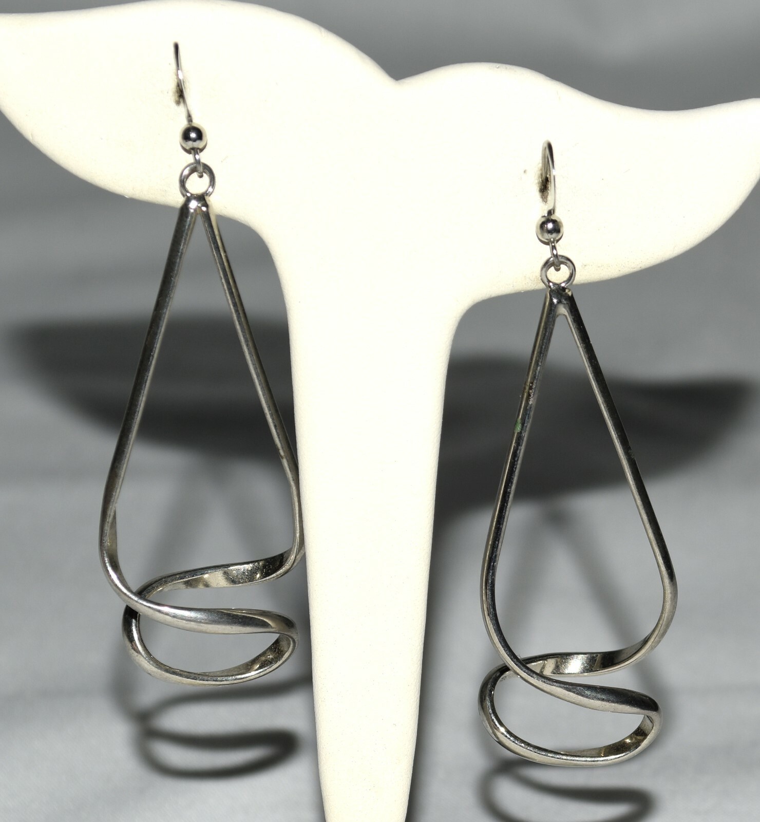 Triangular Shape with Twisted Bottom Silver Tone … - image 4