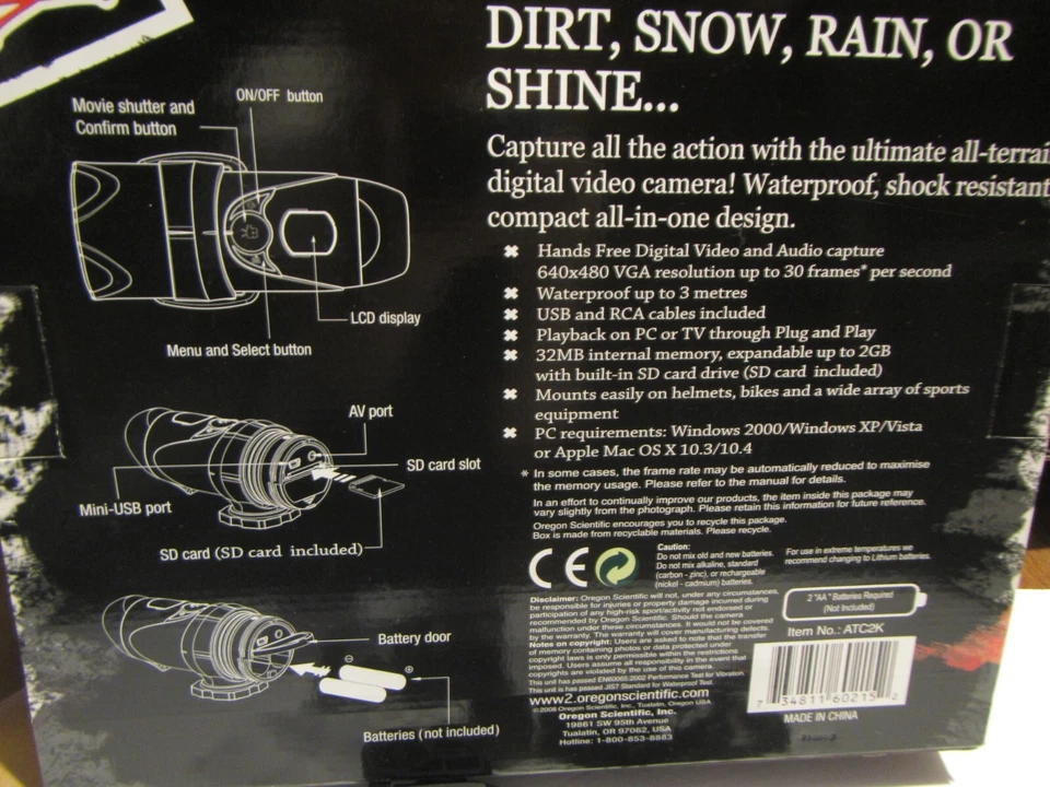 Câmera Filmadora de Ação Oregon Scientific ATC2K 32 MB, Caixa Aberta, NOVA - Imagem 4 de 4