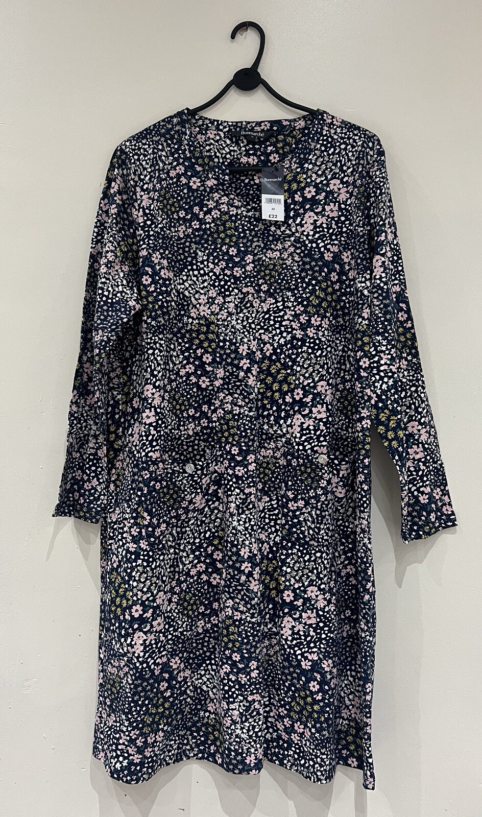 BONMARCHE Women's Ditsy Print With Pockets Dress (Size UK 16) -100% Cotton