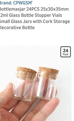 Bottlemaxjar 24PCS 25x30x35mm 12ml Glass Bottles With Cork Stoppers- Small 
