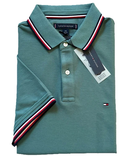 Tommy Hilfiger Men's Regular Fit Wicking Short Sleeve Polo - Green - product listing photo