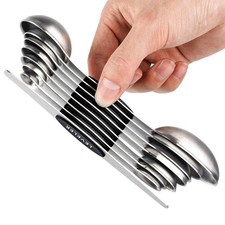 Magnetic Measuring Spoons Set of 8 Stainless Steel Stackable Dual Sided Nesti...